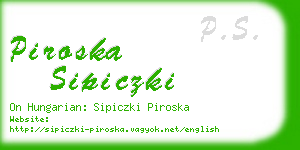 piroska sipiczki business card